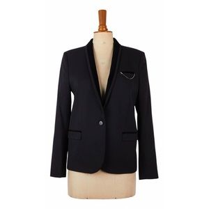 The Kooples Black blazer with velvet collar and pocket with chain on the heart.